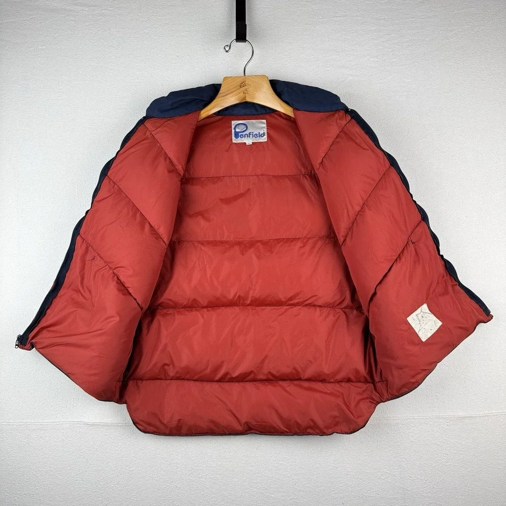 70's Vintage Penfield Down Puffer‎ Vest Men's Large Blue Snap - Picture 2 of 11